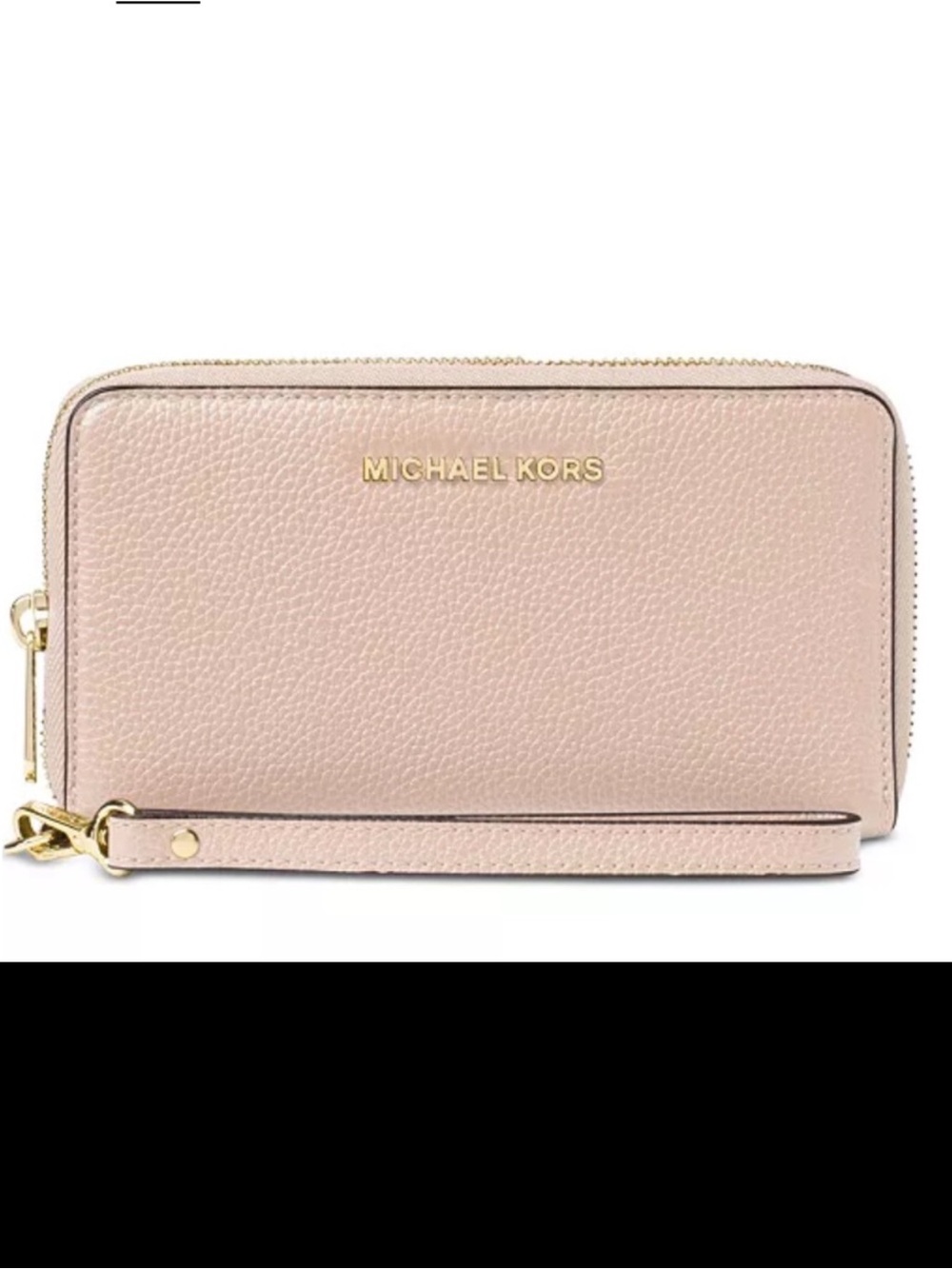 Michael Kors Jet Set Travel Large Pebble Leather Powder Blush zip around wallet